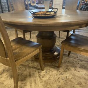 60" Solid Top Round Table in Sandstone Color Finish With 4 Chairs