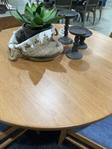 cherry wood table top on Amish-made table