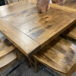 Rustic Hickory Table 1 With Knots and Distressed Scuff Marks