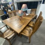 Rustic Hickory Table 10 With Knots and Distressed Scuff Marks