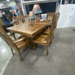 Rustic Hickory Table 8 With Knots and Distressed Scuff Marks