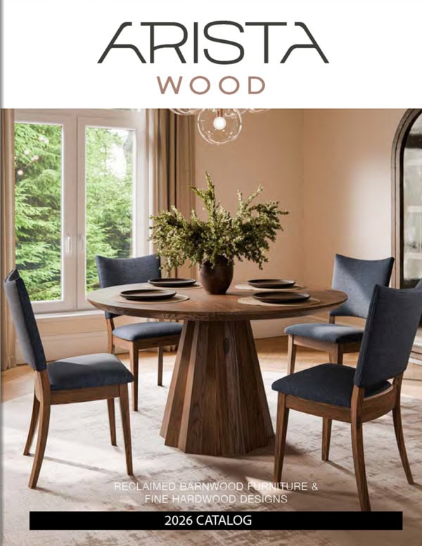 Farmstead Amish dining table with six chairs in a bright room.